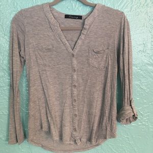 Soft Gray Button Up Top S Small